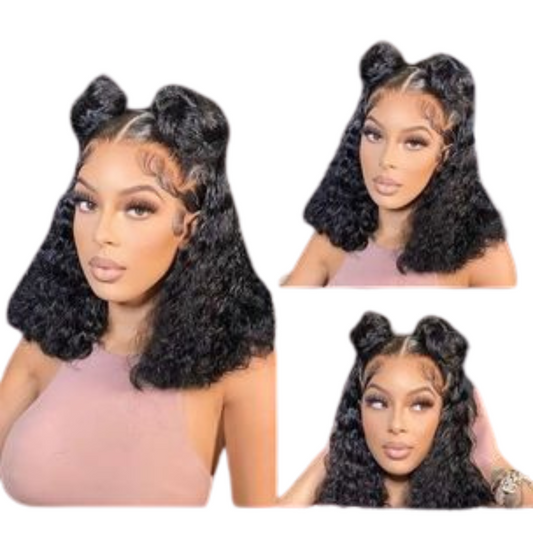 Sensation 13x4 Lace Front Wig - Human Hair Bob Deep Curly Wave Frontal Wig