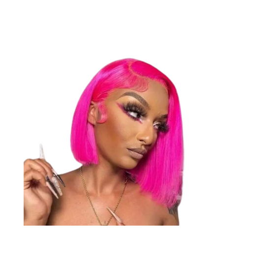 Sensation Pink Colored Short Bob 13x4 Lace Front Wig